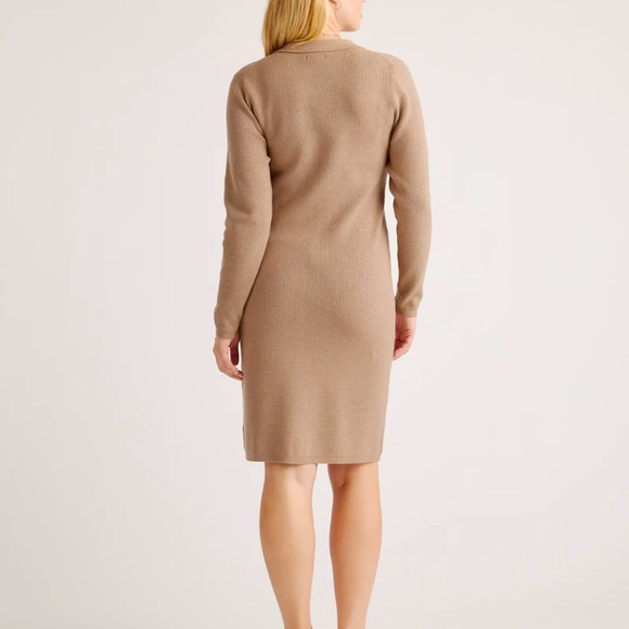 Quince - Eco-Knit Button-Up Sweater Dress - XL - Warm Taupe - Picture 4 of 9